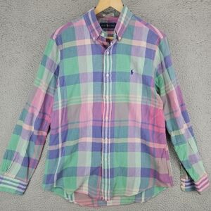 Ralph Lauren Shirt Medium Indian Madras Colorful Plaid Long Sleeve Button Down